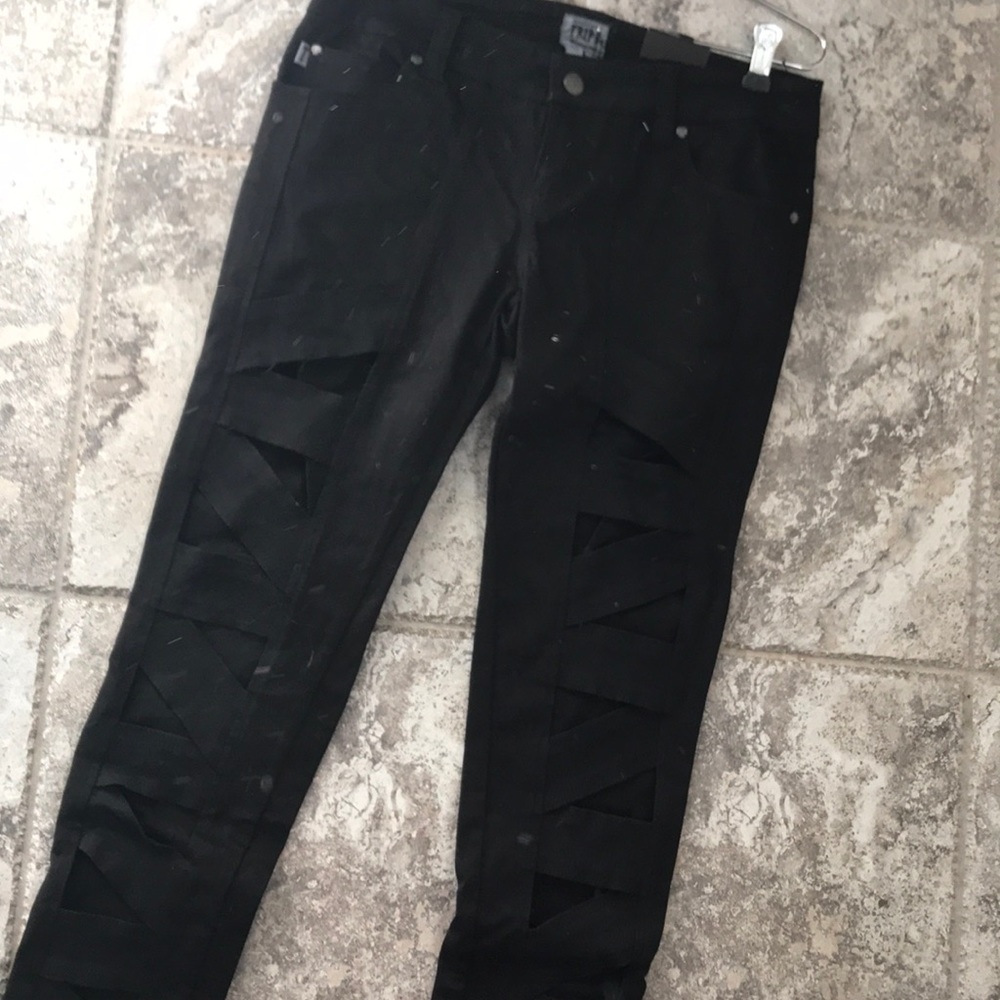 TRIPP NYC Jeans with Open Cross Stitch pattern